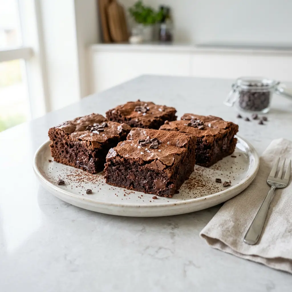 Foto e Brownies në fritezë me ajër gati për servirje