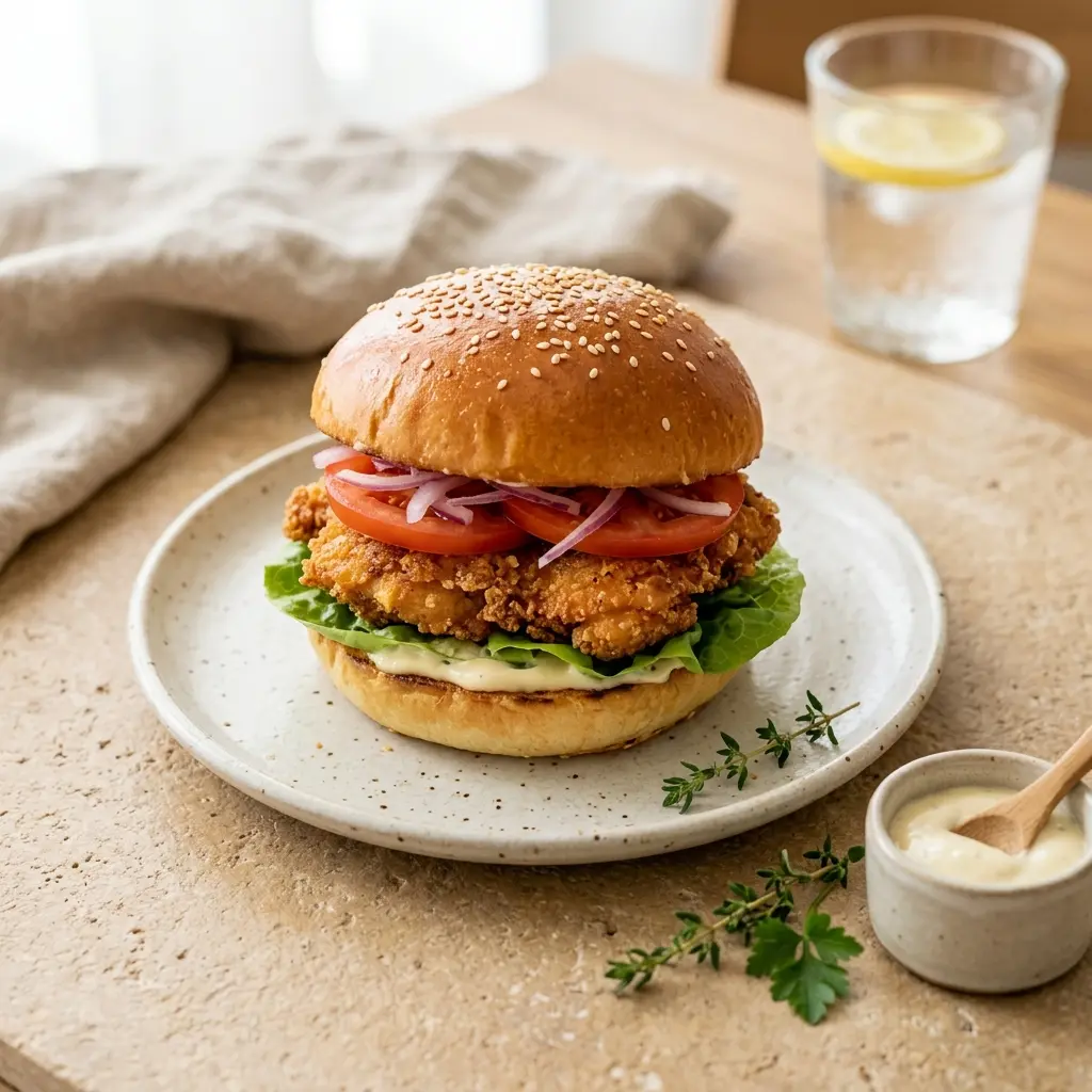 Foto e Burger pule gati për servirje