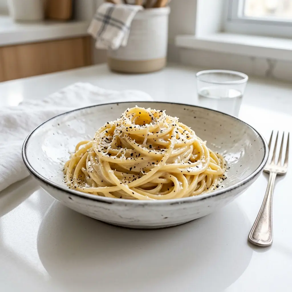 Foto e Cacio e pepe gati për servirje