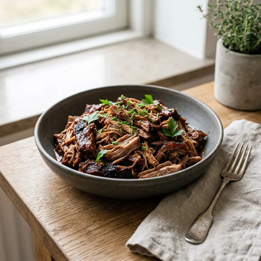 Foto e Pulled pork gati për servirje