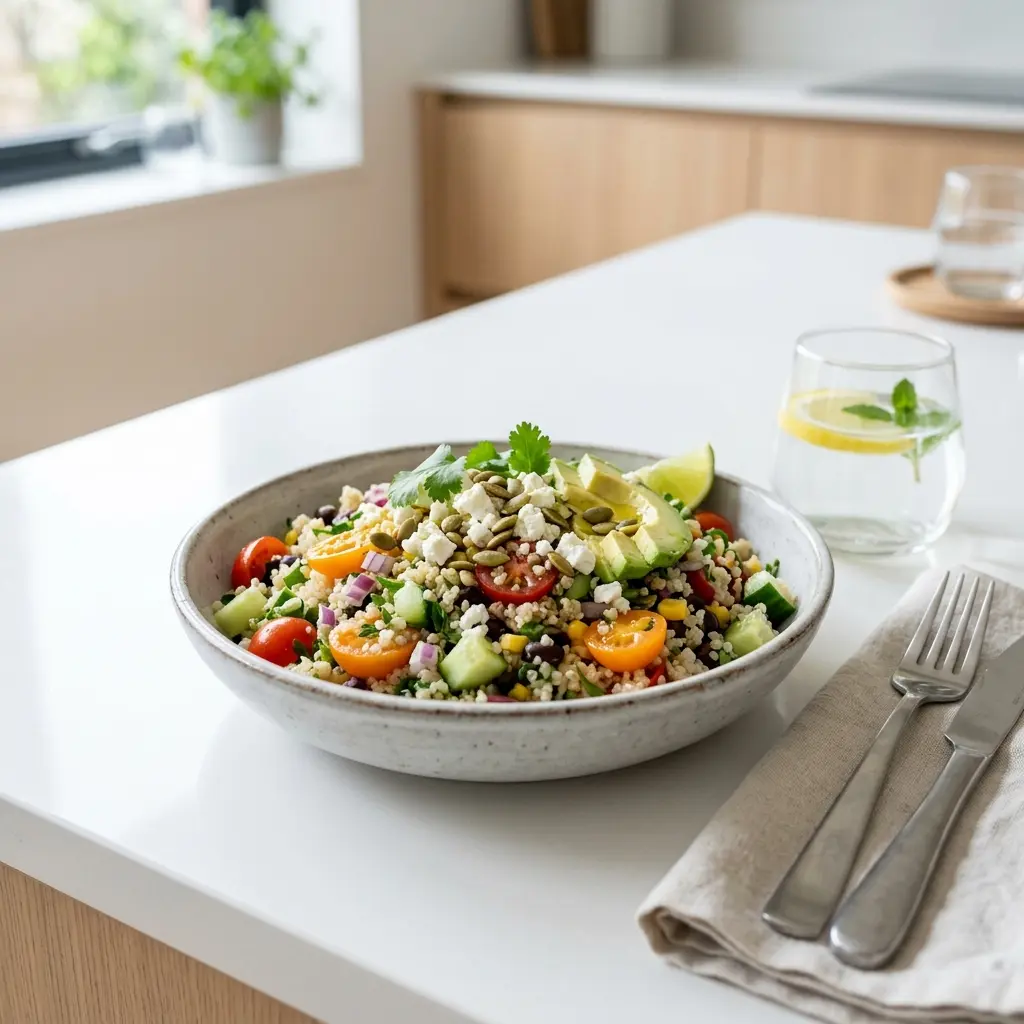 Foto e Sallatë quinoa gati për servirje