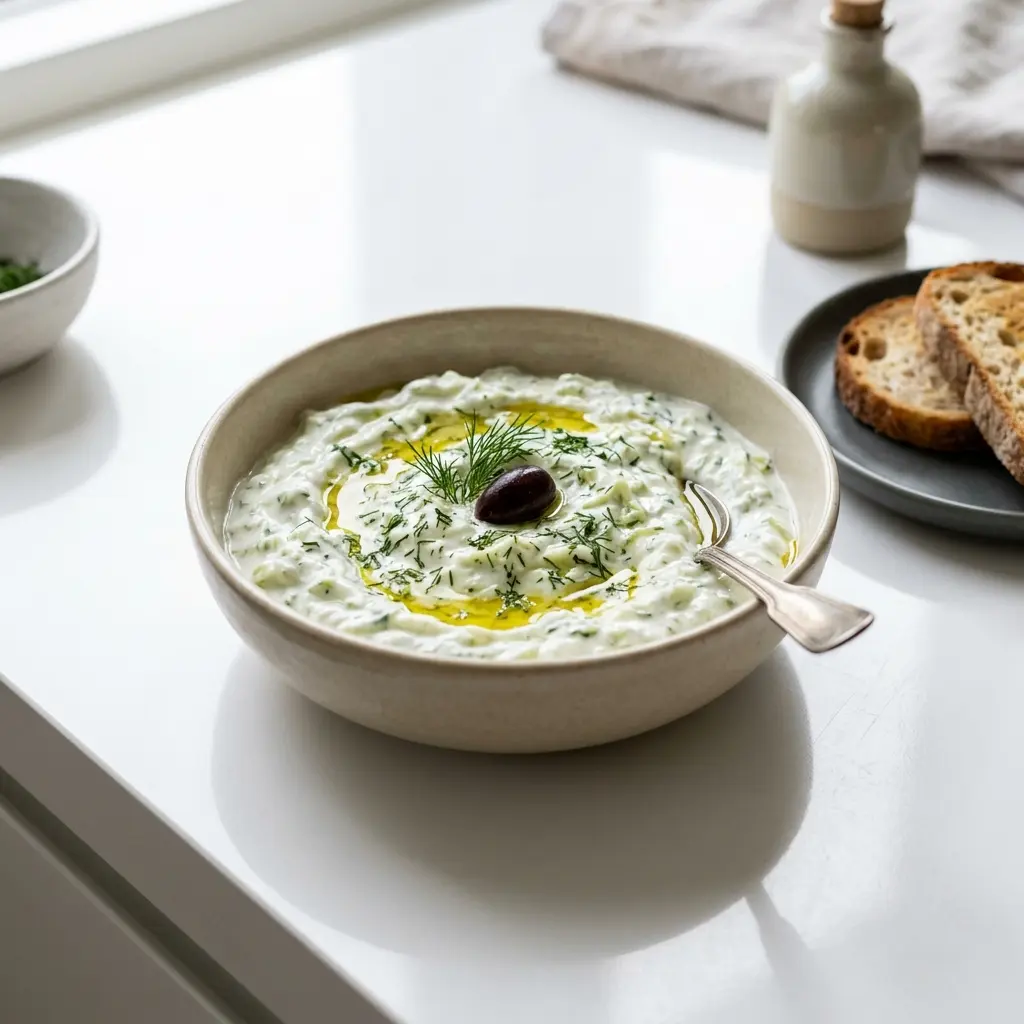 Foto e Tzatziki klasik gati për servirje